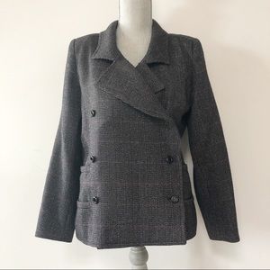 Emmanuel Ungaro vintage grey plaid blazer jacket wool blend